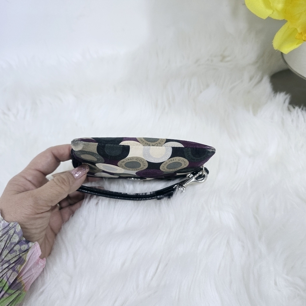 Coach Madison Signature Satin purple,white,gray and black wristlet . - Picture 7 of 13